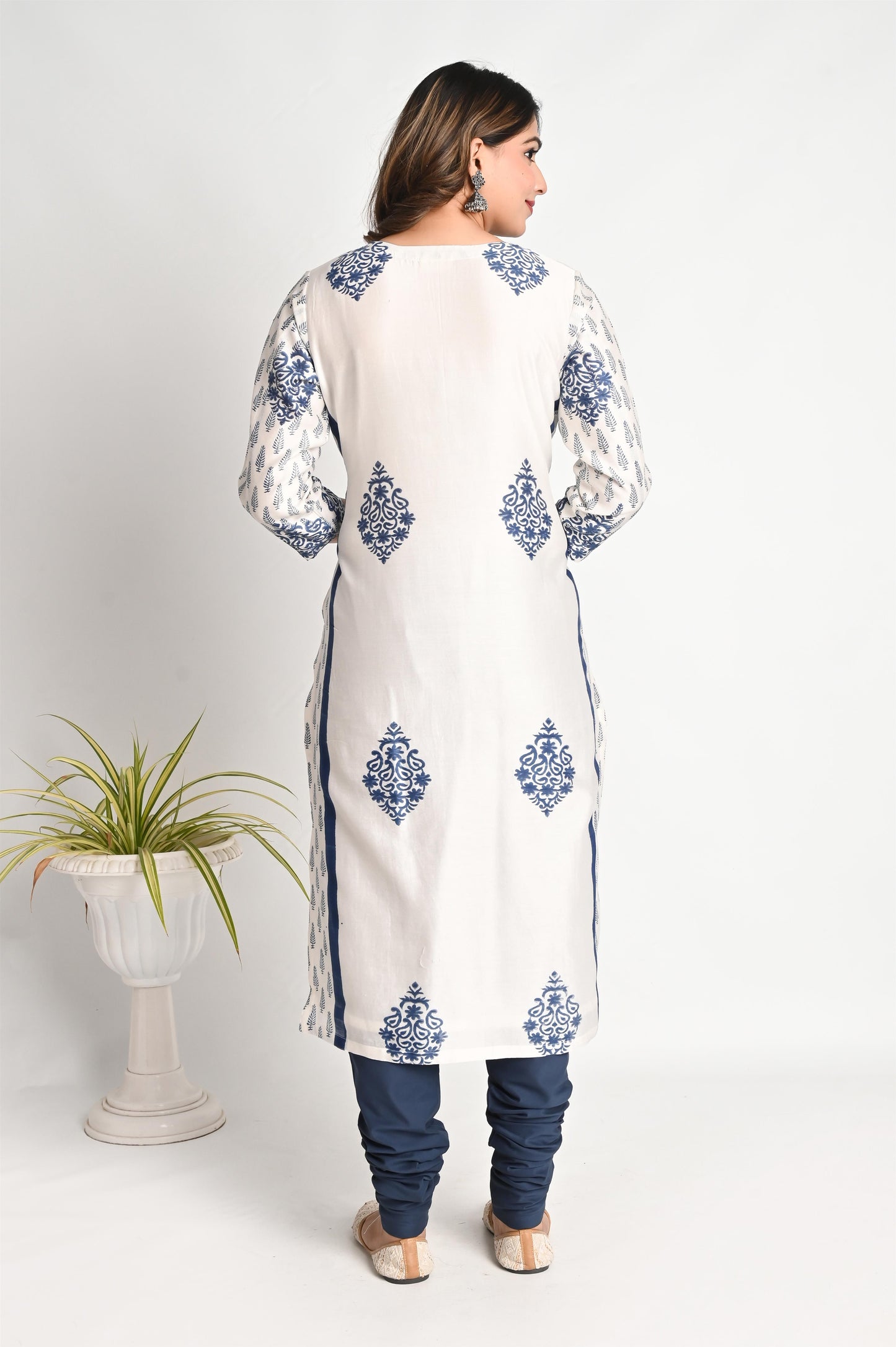 Premium Chanderi Handblock Print Kurta and Cotton Pant