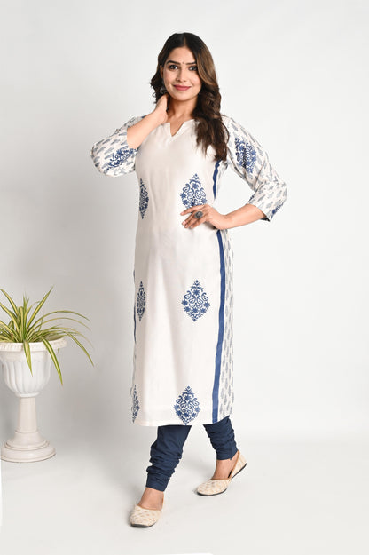 Premium Chanderi Handblock Print Kurta and Cotton Pant