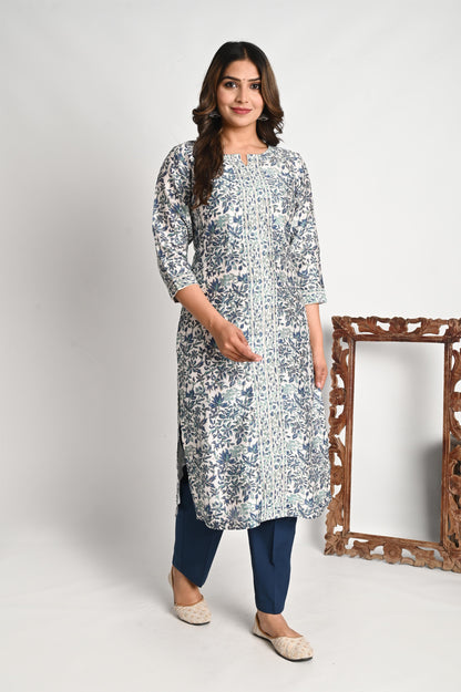 Premium Chanderi Handblock Print Suit with Pant