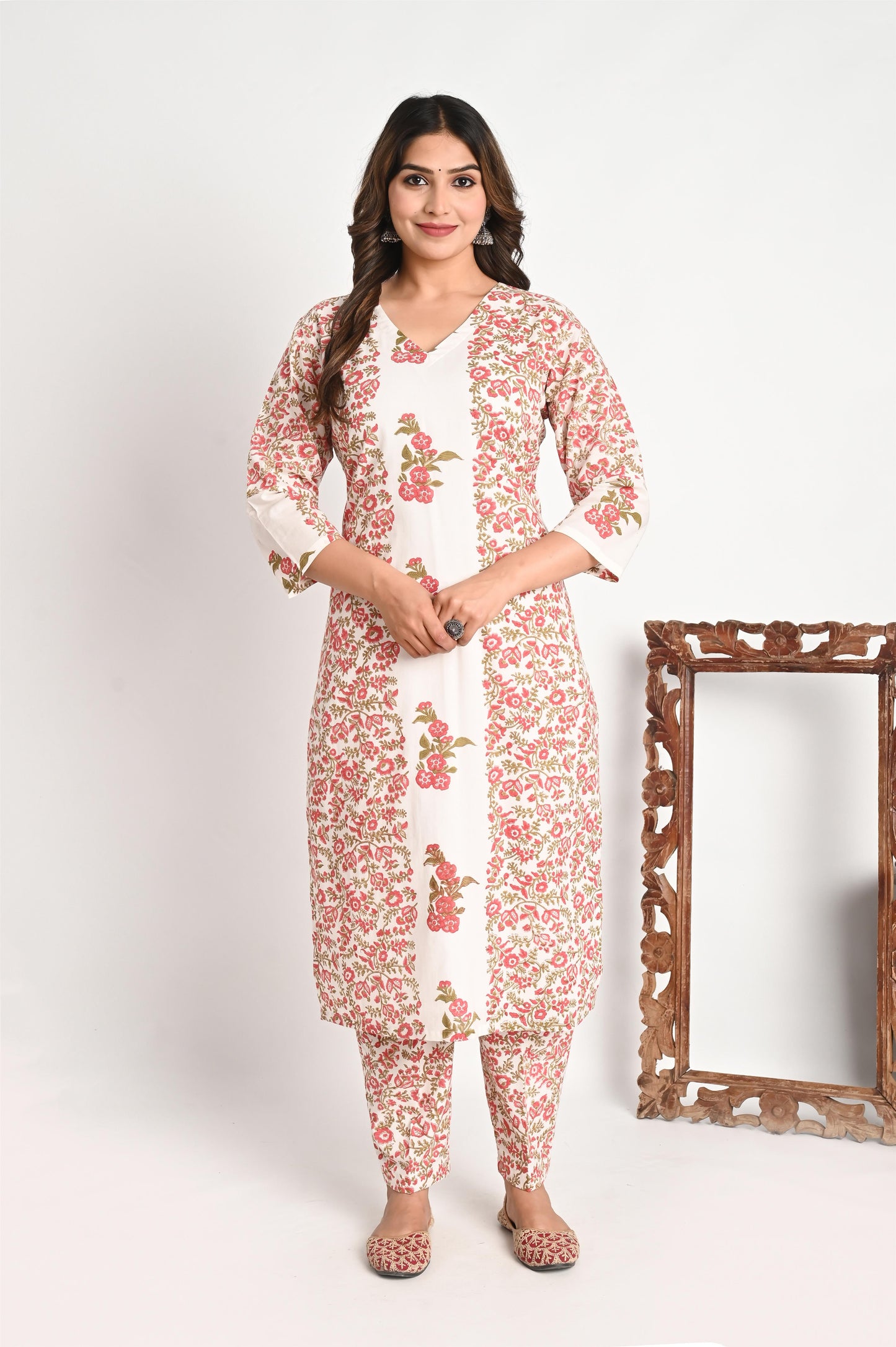 Luxury Cotton Handblock Print Suit Set with Premium Mul Dupatta