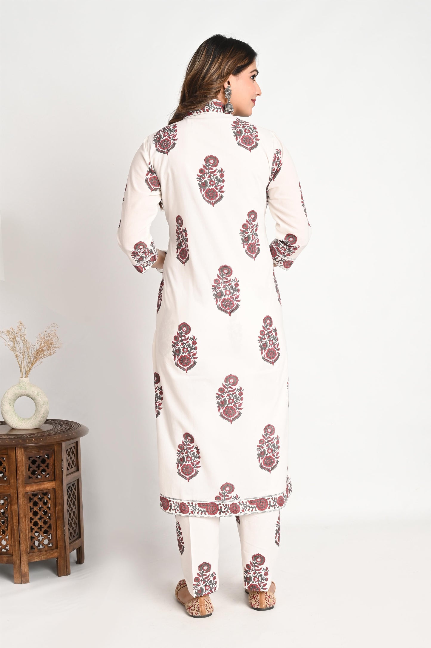 Buta Print Luxury Handblock Cotton Suit Set