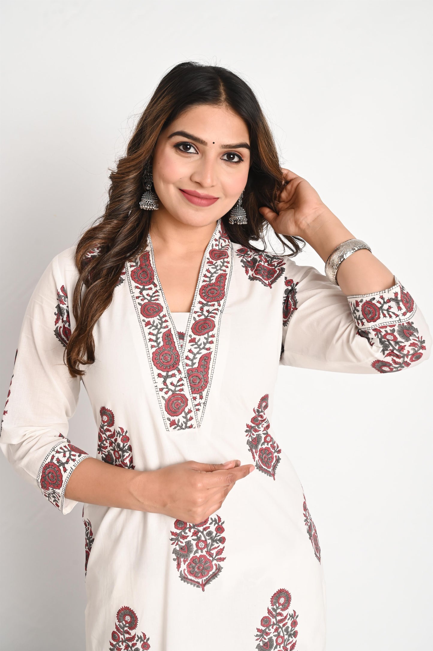 Buta Print Luxury Handblock Cotton Suit Set