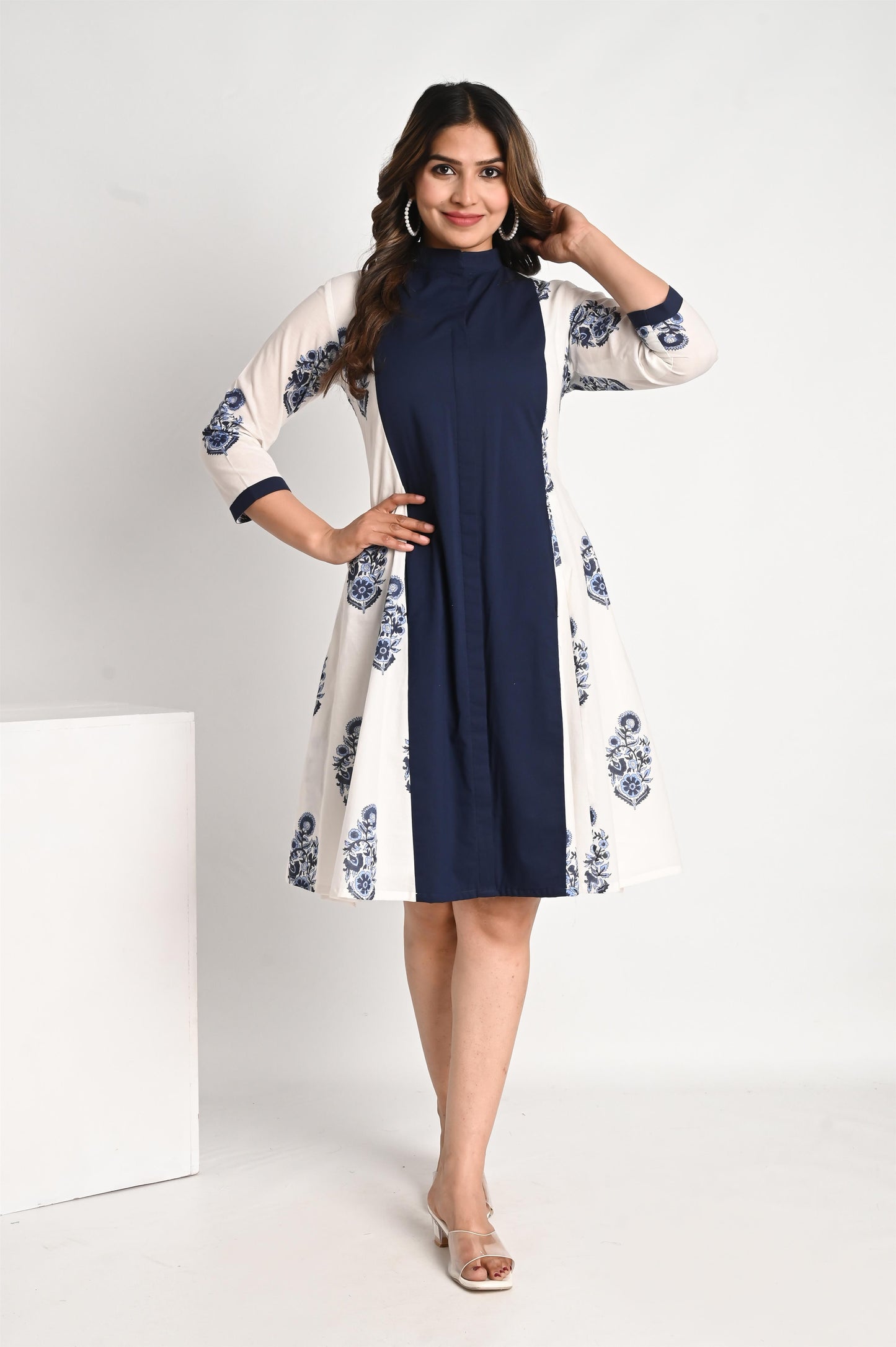 Indigo Blue Handblock Printed Dress