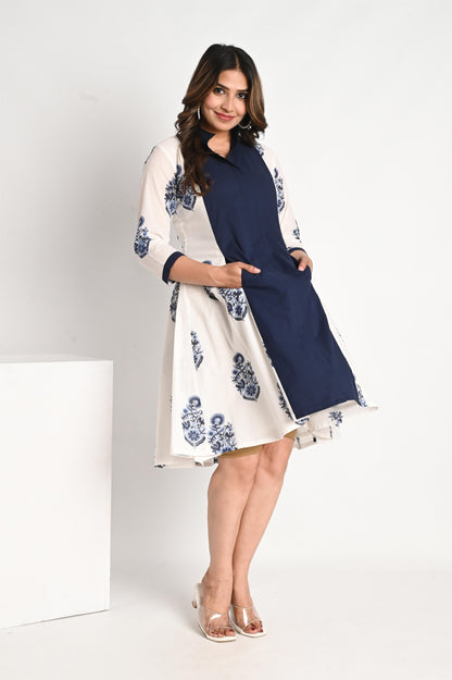 Indigo Blue Handblock Printed Dress