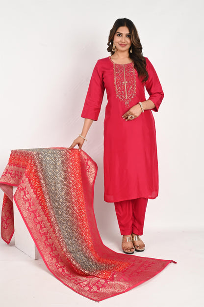 Magenta Handwork Suit Set