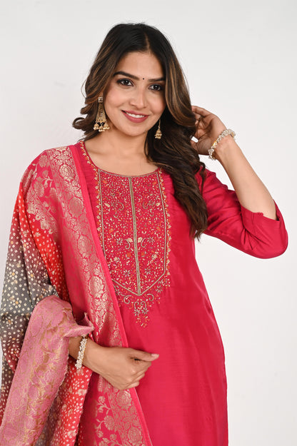 Magenta Handwork Suit Set