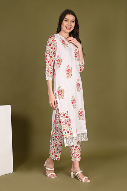 Flower Bloom handblock printed Kurta with Pant