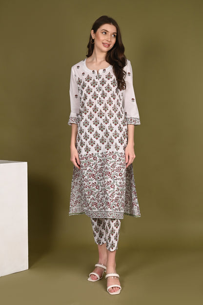 Pattern Handblock Printed Luxury Cotton Suit Set