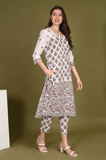 Pattern Handblock Printed Luxury Cotton Suit Set