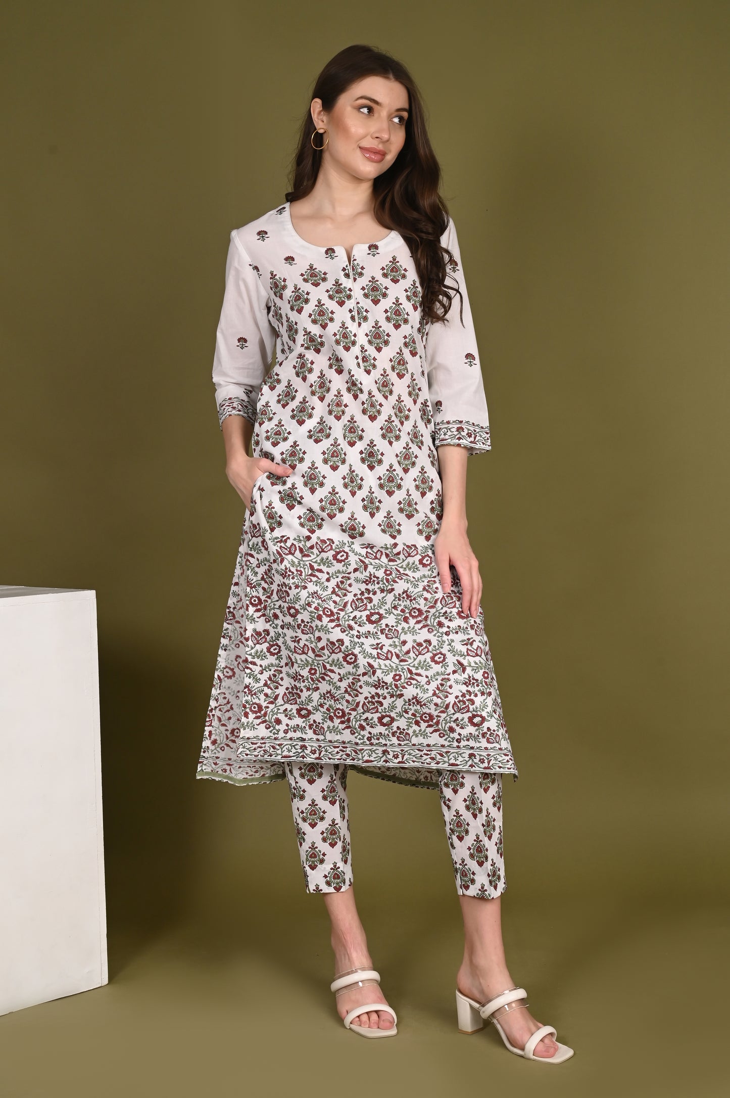 Pattern Handblock Printed Luxury Cotton Suit Set