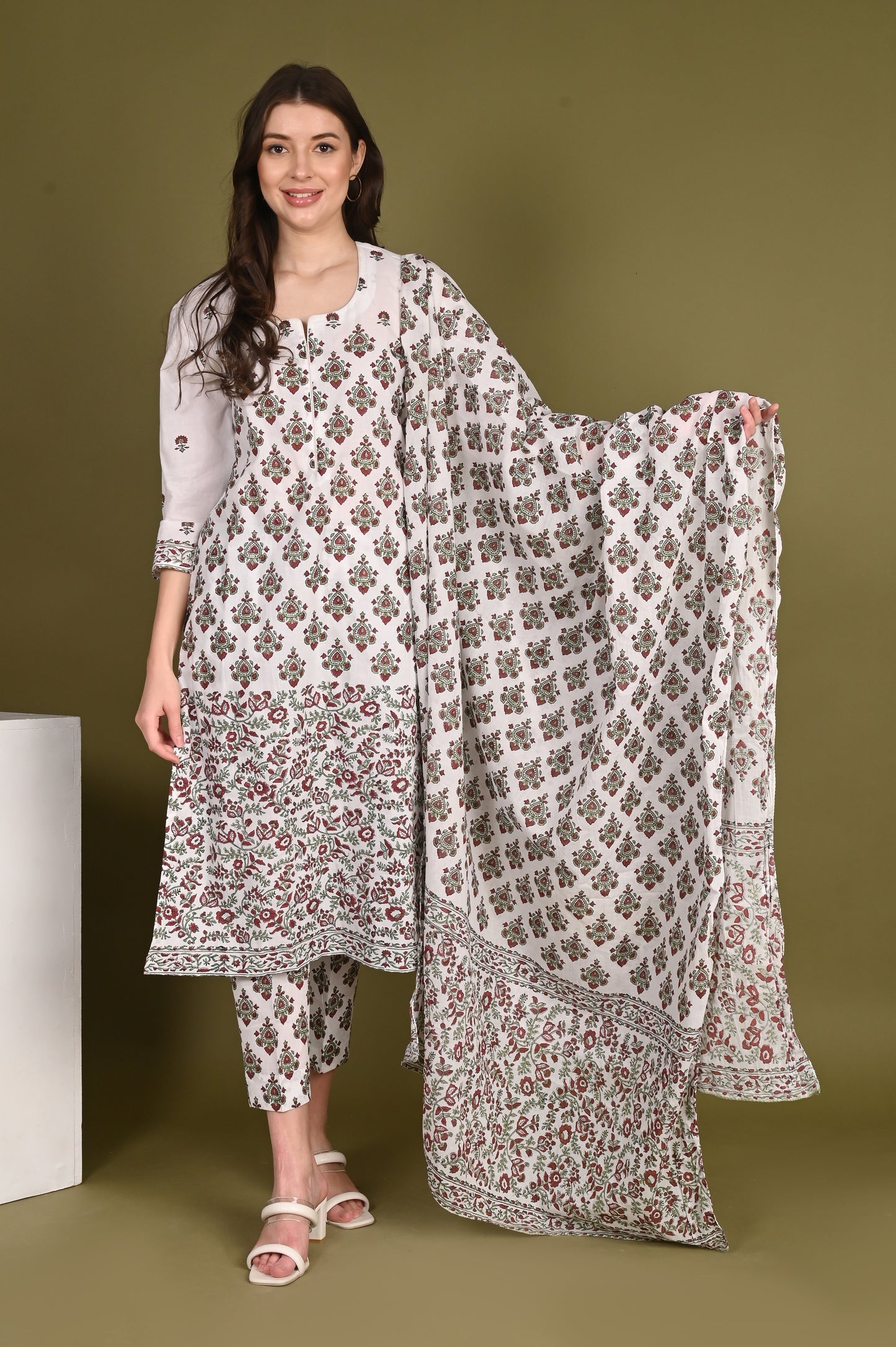 Pattern Handblock Printed Luxury Cotton Suit Set