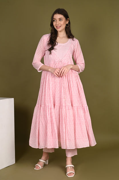 Pink Anarkali Suit set with Pant