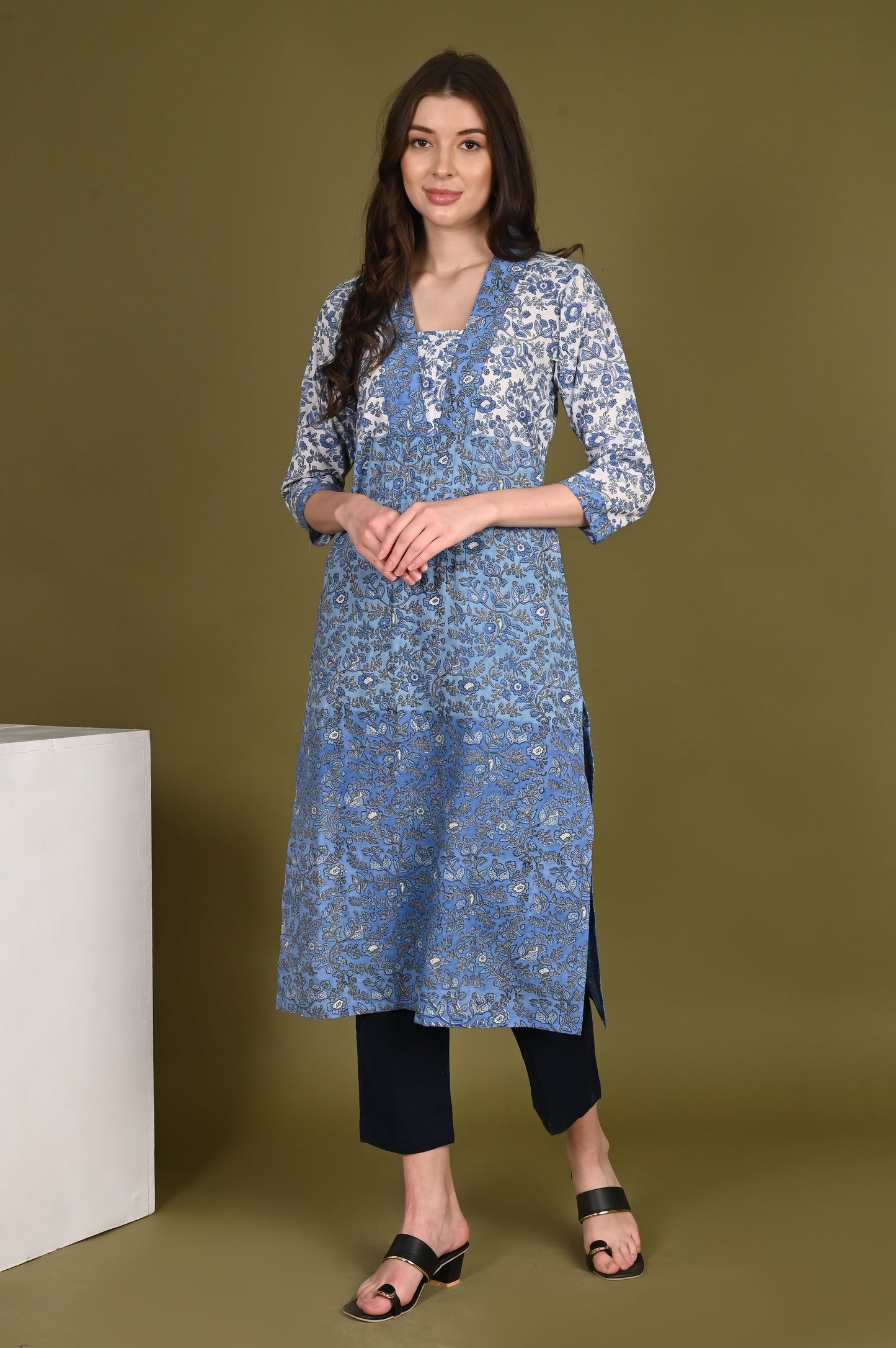 Ombre Style handblock print Kurta