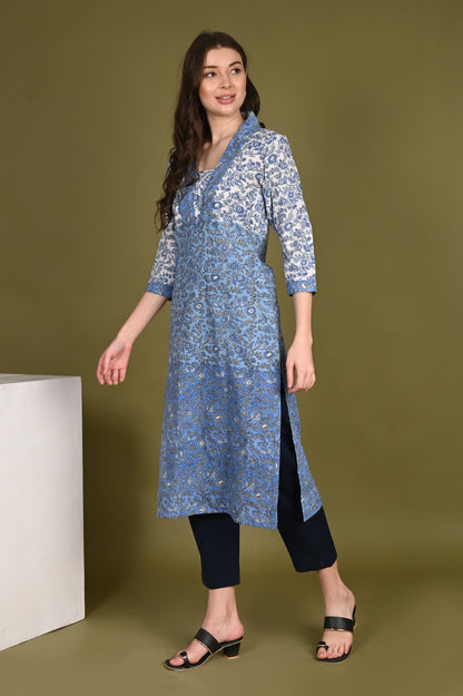 Ombre Style handblock print Kurta