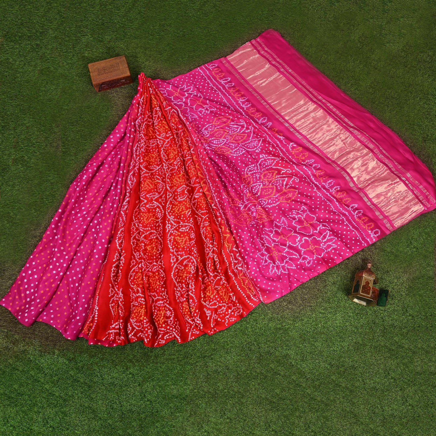 Luxury Magenta Pure Giza Silk Badhej Saree