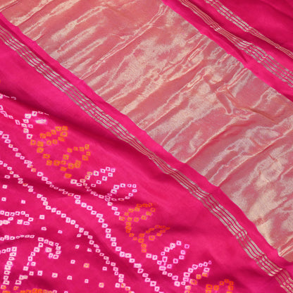 Luxury Magenta Pure Giza Silk Badhej Saree